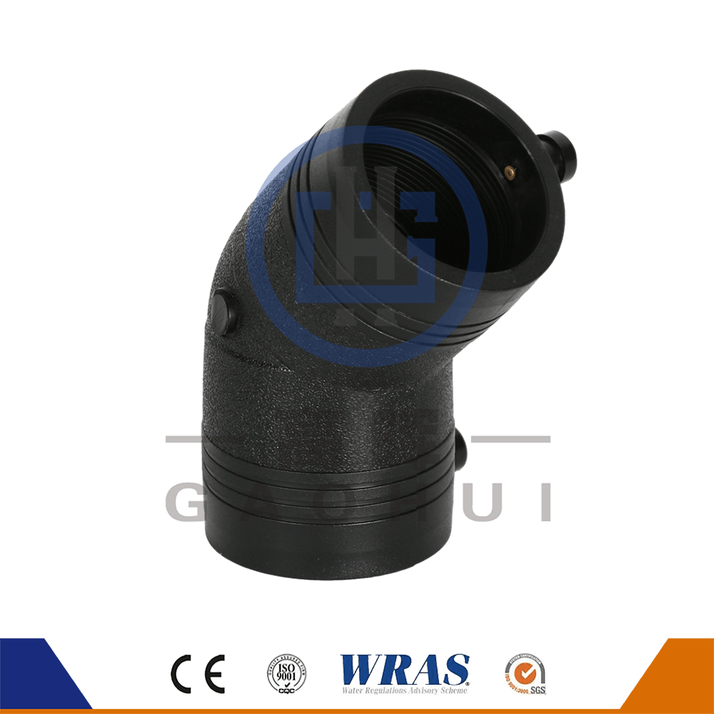 HDPE Kalıplı Elektro Füzyon 45 Derece Dirsek Virajı Su temini