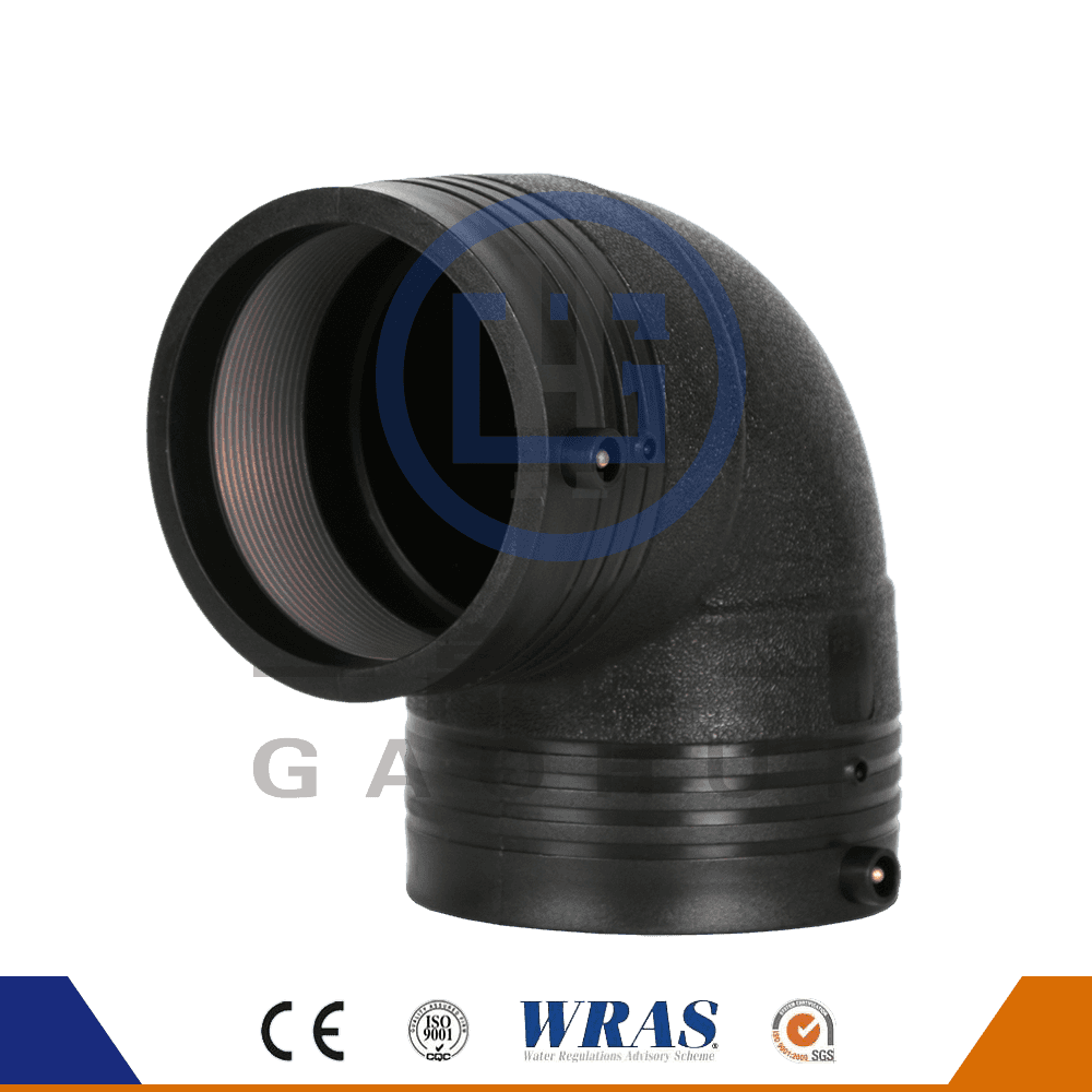 HDPE kalıplanmış elektro füzyon 90 derece dirsek virajı su temini için HDPE kalıplanmış elektro füzyon 90 derece dirsek virajı su temini için